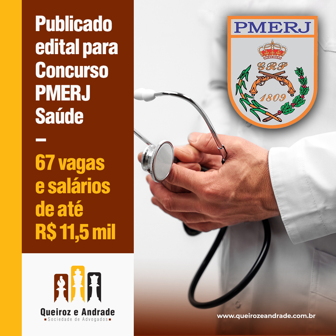 Publicado edital para Concurso PMERJ Saúde – 67 vagas e salários até R$ 11,5 mil