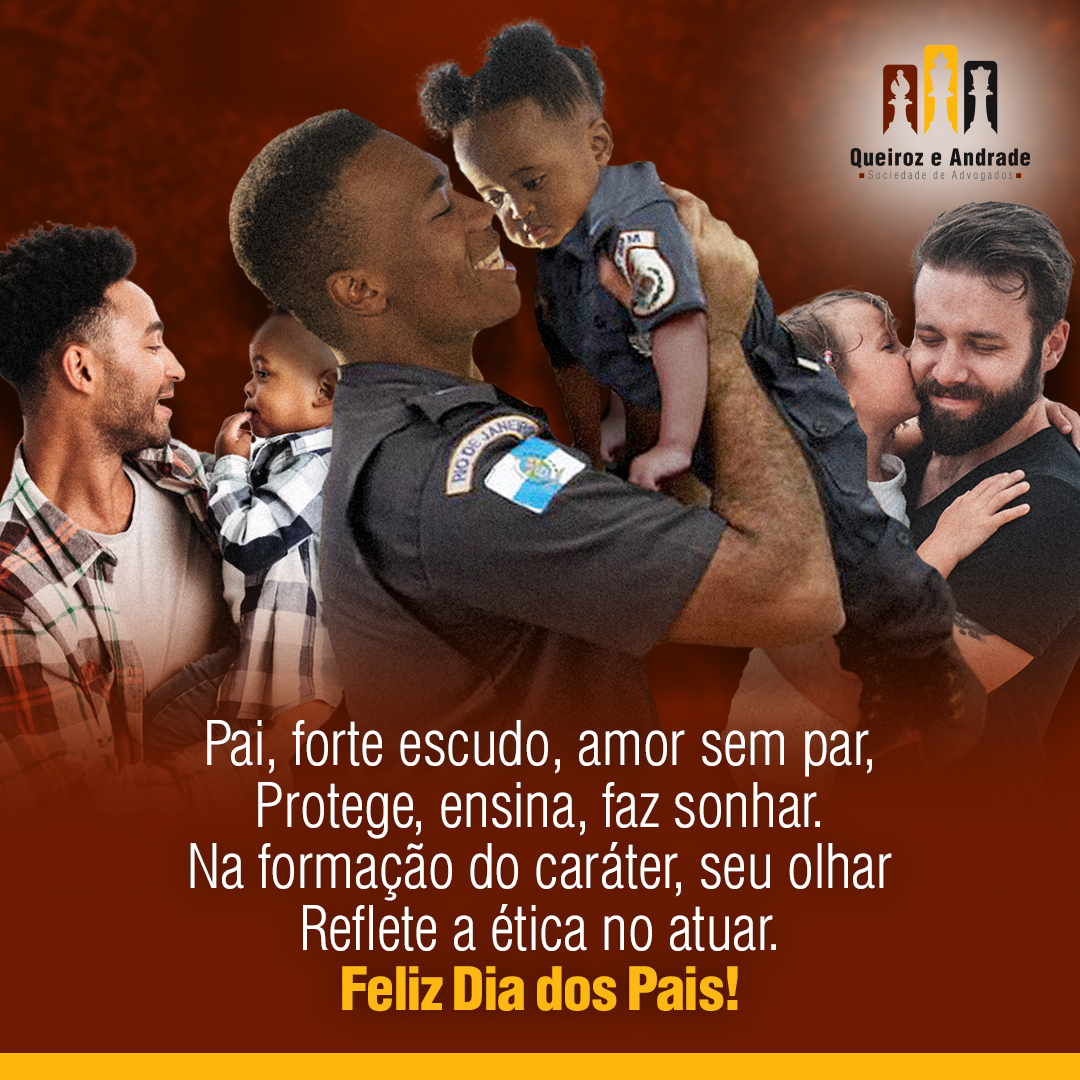 Pai, forte escudo, amor sem par, protege, ensina, faz sonhar. Na formação do caráter, seu olhar reflete a ética no atuar. Feliz Dia dos Pais! 